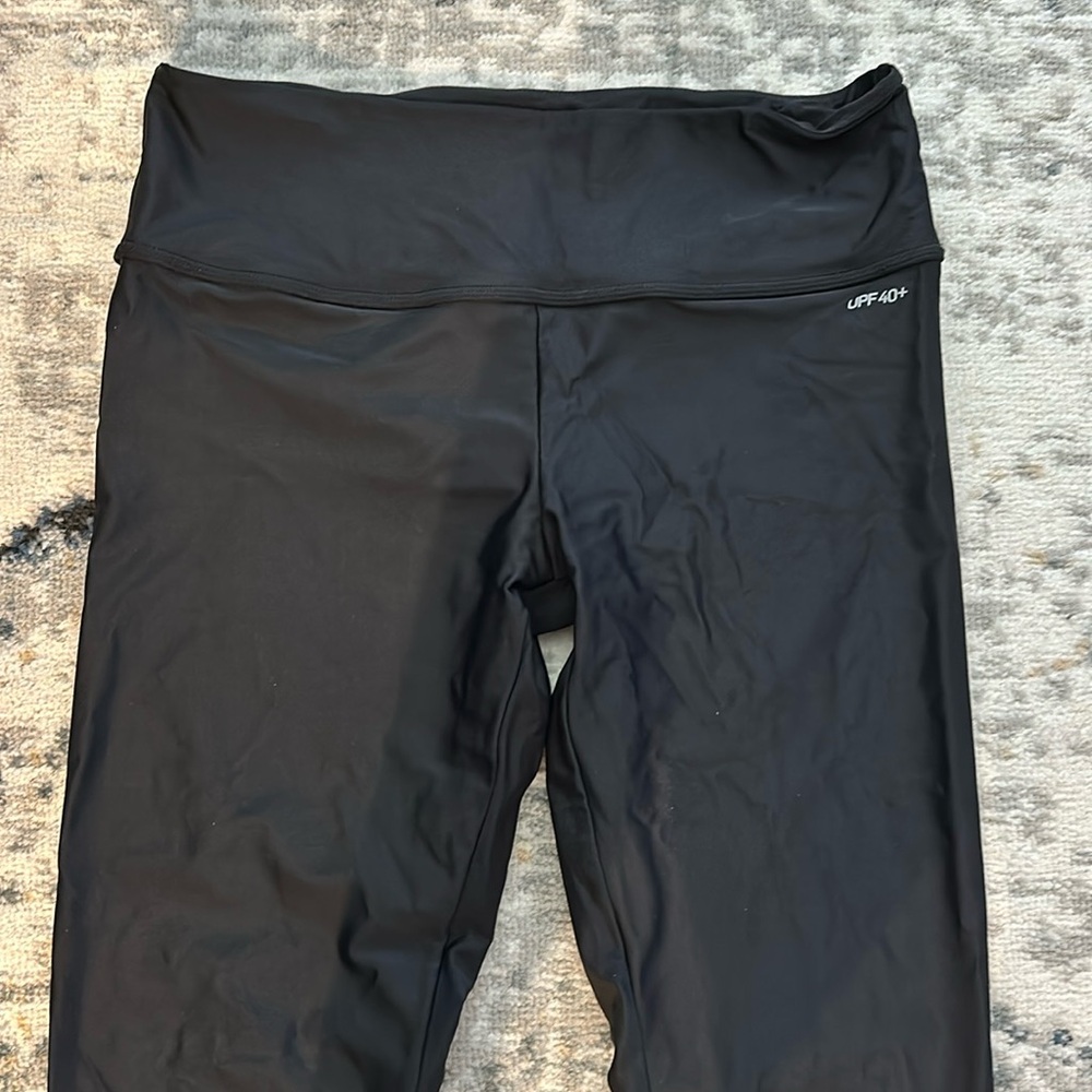 Nike Swim Leggings Womens L Black Straight Leg Full Length Coverage Pants Modest